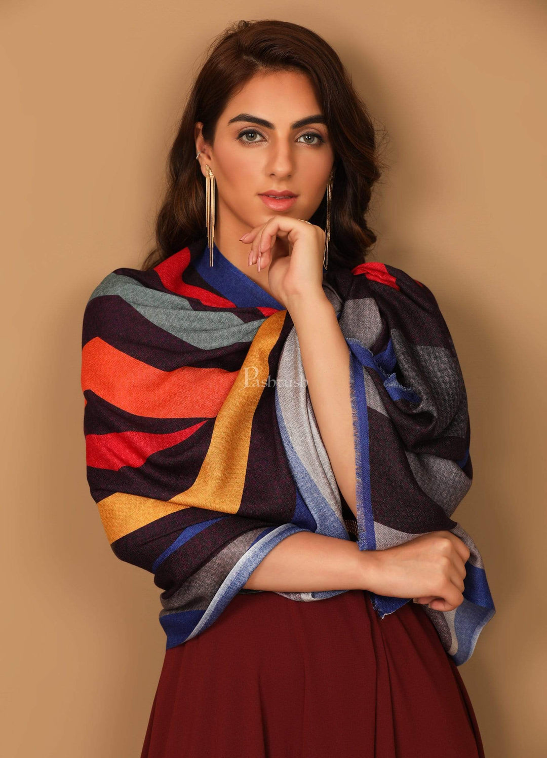 Pashtush India 70x200 Pashtush Womens Extra Soft, Printed Bamboo Scarf, Bold Freedom Stripes