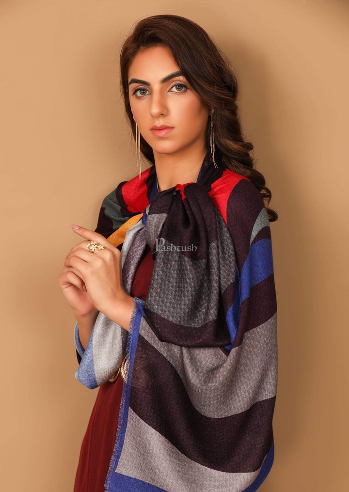 Pashtush India 70x200 Pashtush Womens Extra Soft, Printed Bamboo Scarf, Bold Freedom Stripes