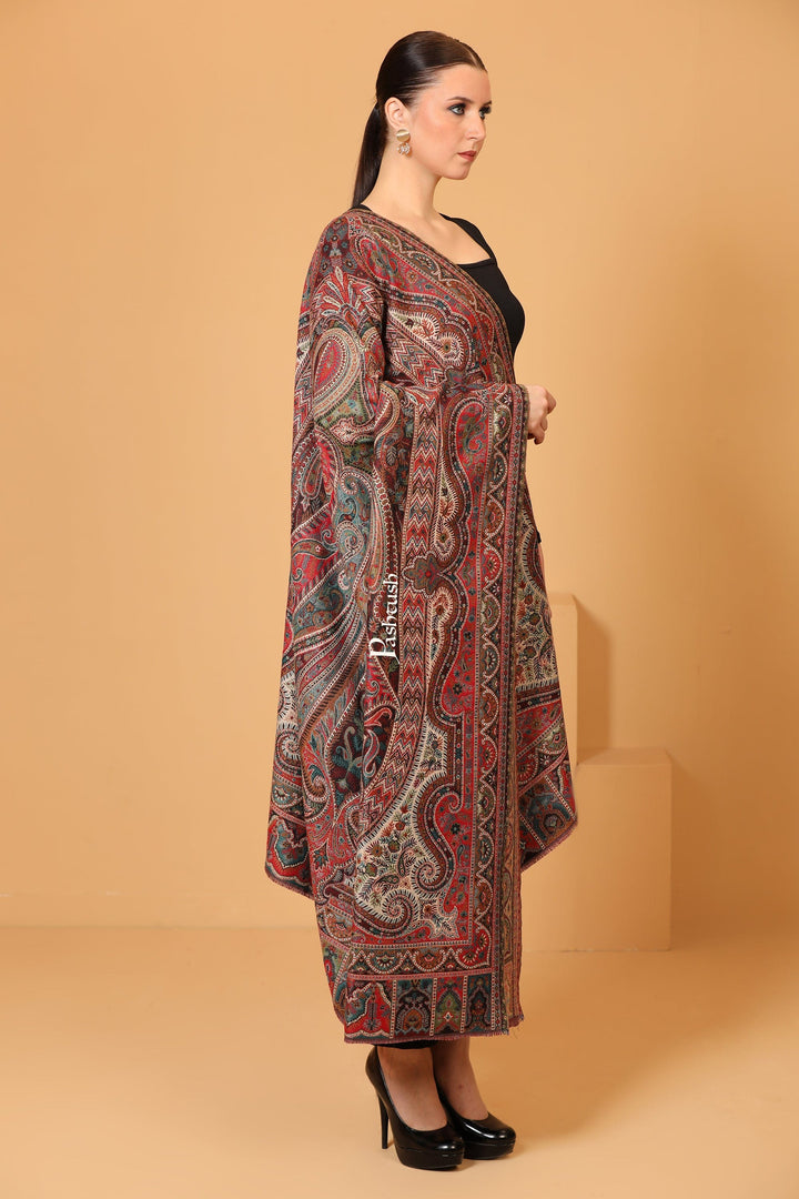 Pashtush India Womens Shawls Pashtush womens Faux Pashmina shawl, Antique Rich Garden Aesthetic design, Multicolour