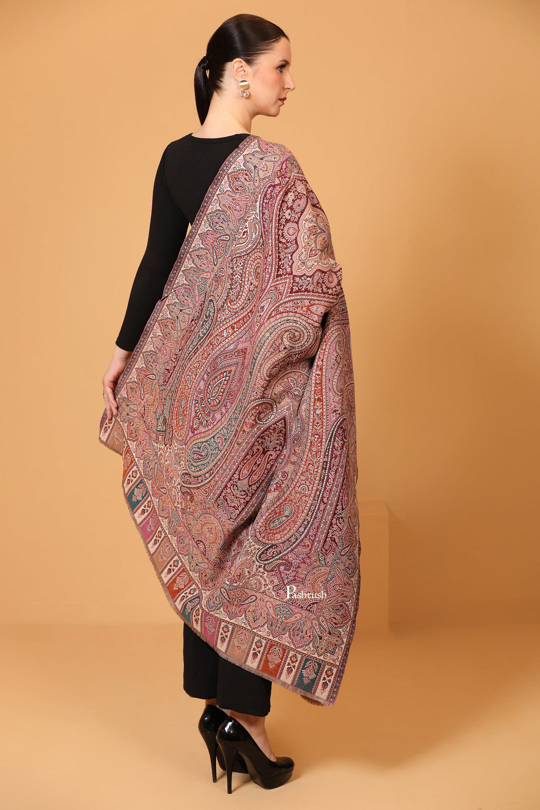 Pashtush India Womens Shawls Pashtush womens Faux Pashmina shawl, Antique Rich Garden Collection Woven Design design