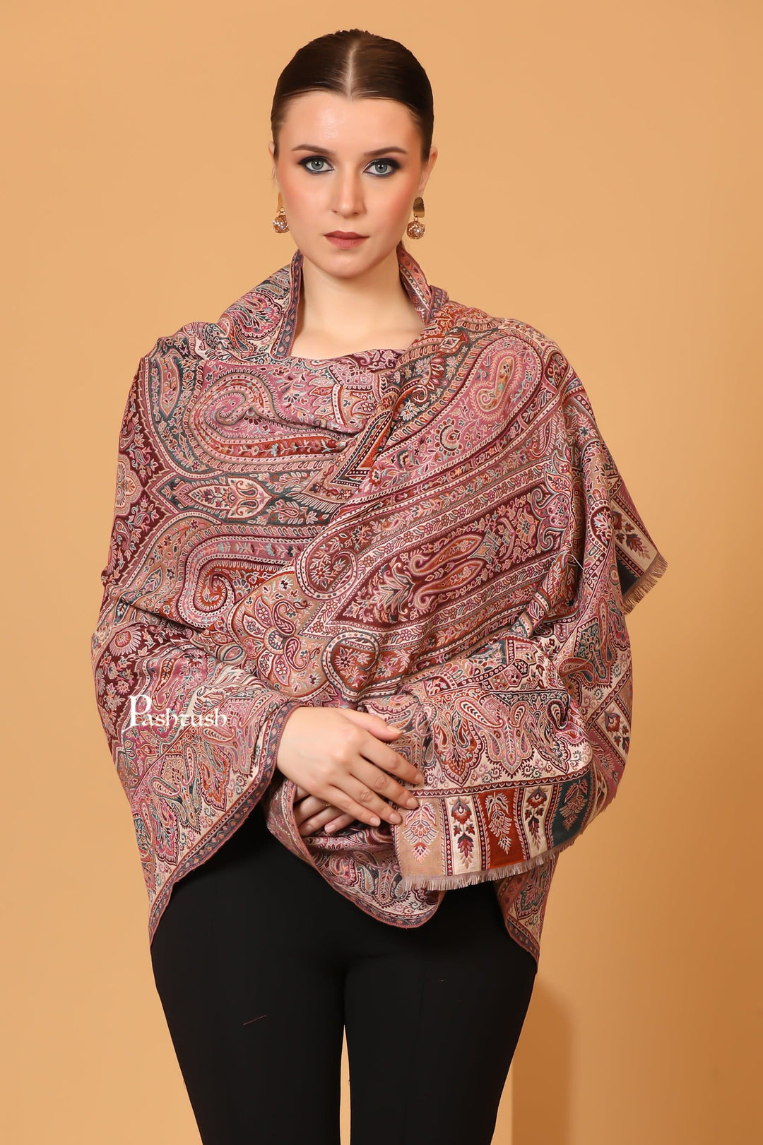 Pashtush India Womens Shawls Pashtush womens Faux Pashmina shawl, Antique Rich Garden Collection Woven Design design