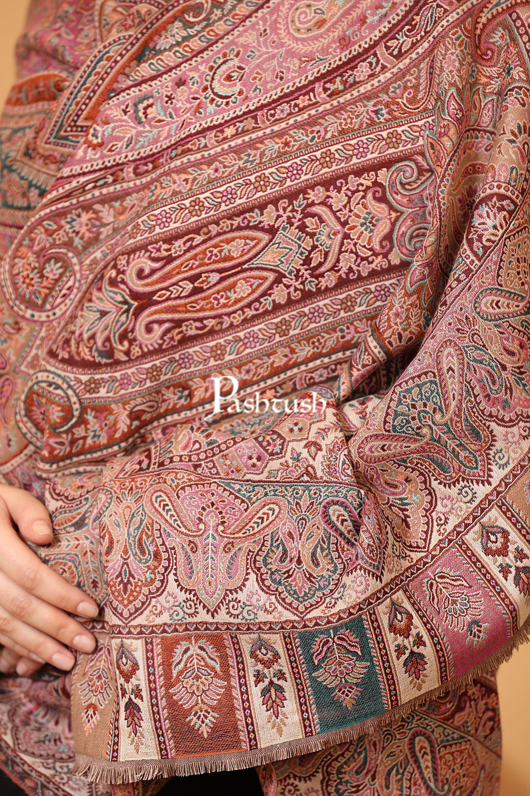 Pashtush India Womens Shawls Pashtush womens Faux Pashmina shawl, Antique Rich Garden Collection Woven Design design