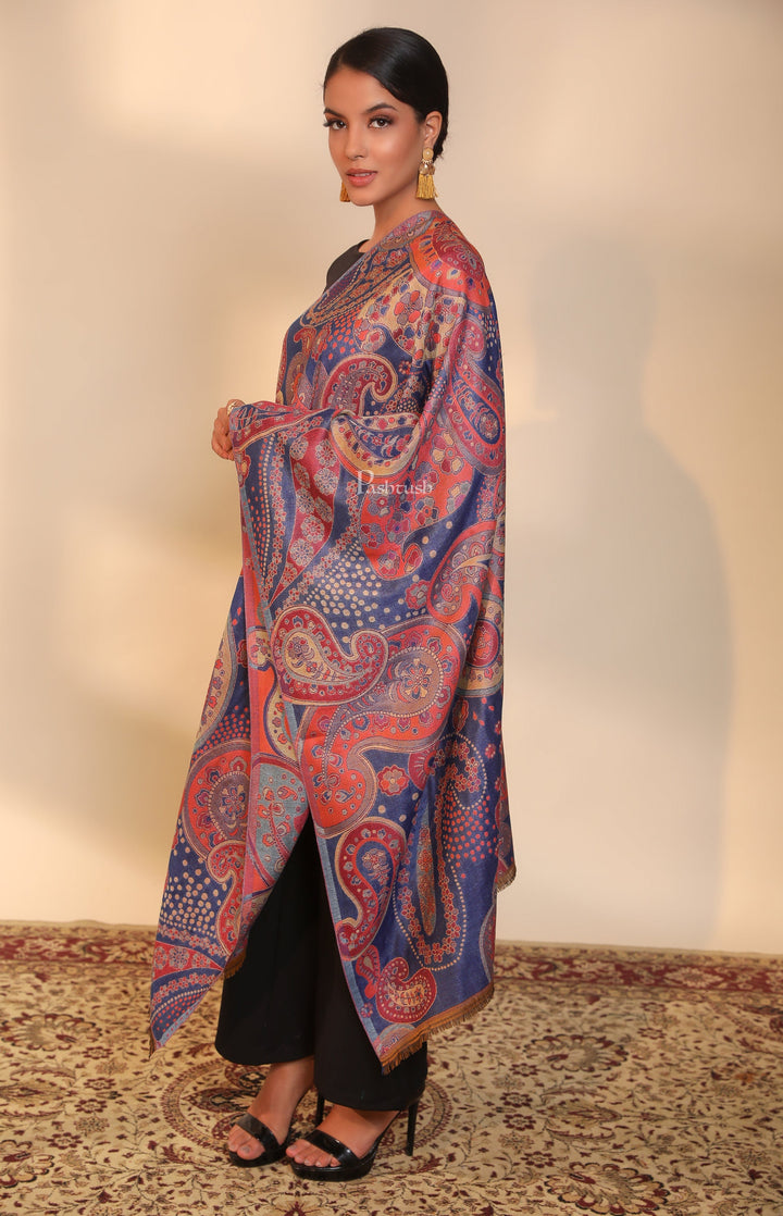 Pashtush India Womens Stoles and Scarves Scarf Pashtush womens Faux Pashmina stole, paisley weave design, Multicolour