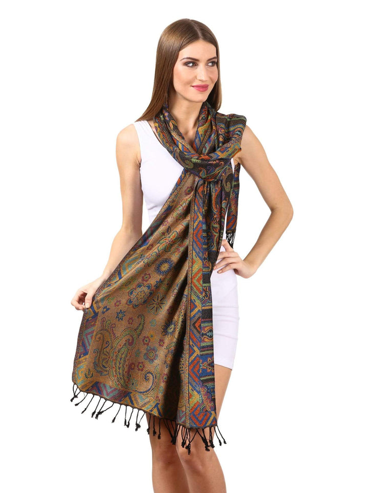 Pashtush Womens Fine Bamboo Jacquard Scarf, Reversible, Multicoloured - Baby Pink