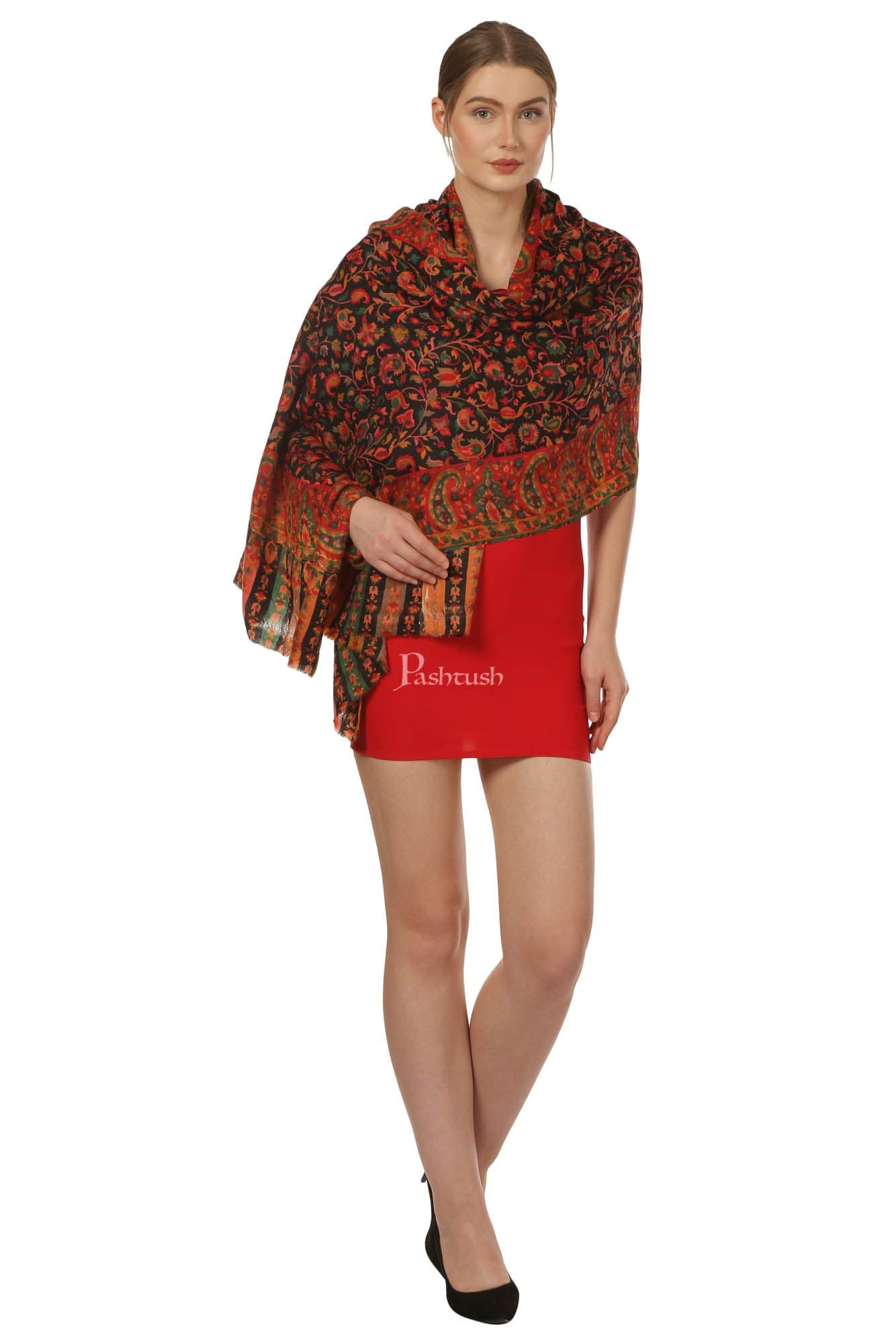Pashtush India Womens Shawls Pashtush Womens Fine Wool  Blended Printed Stole Scarf