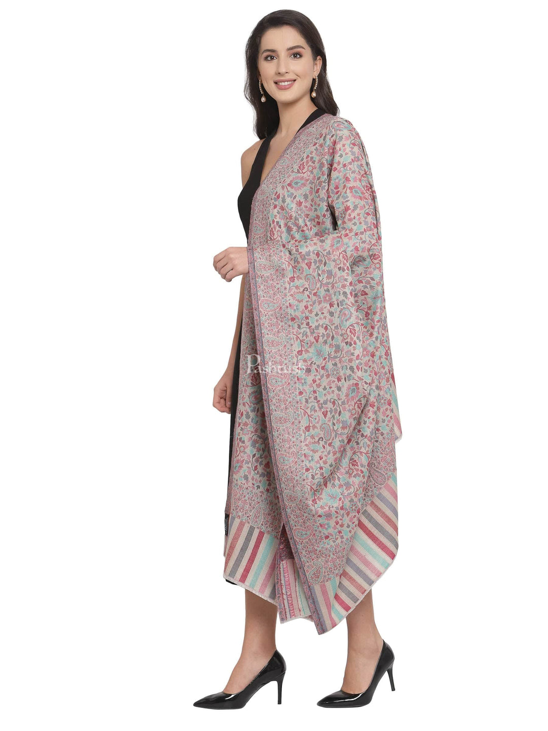 Pashtush India Womens Shawls Pashtush Womens Fine Wool Ethnic Weave Shawl, Soft And Warm