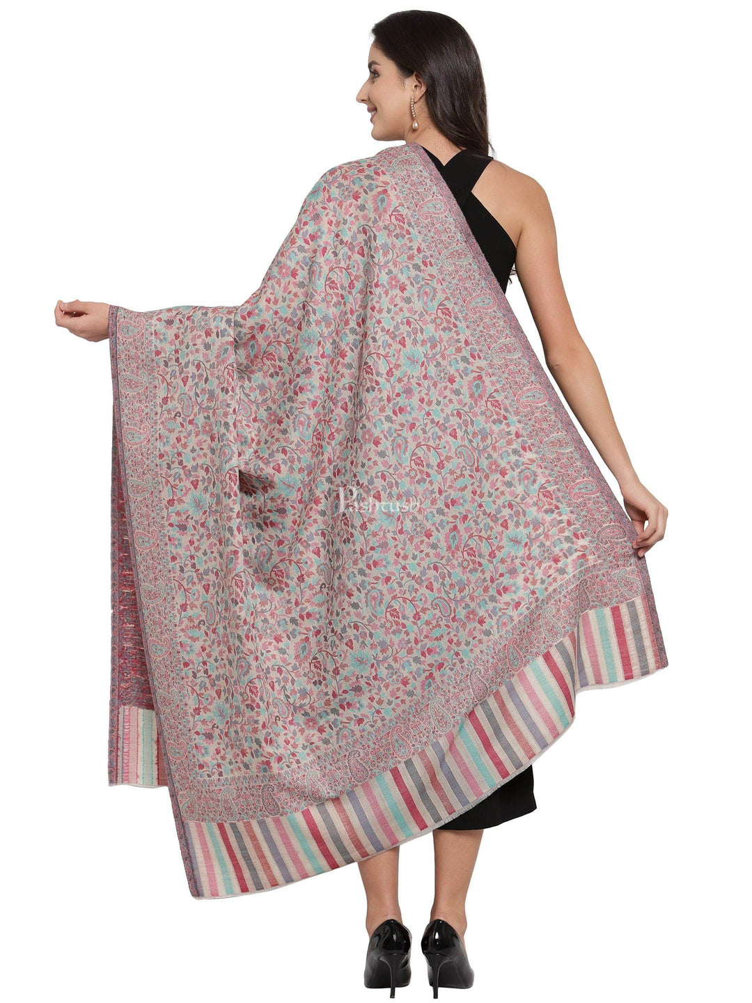 Pashtush India Womens Shawls Pashtush Womens Fine Wool Ethnic Weave Shawl, Soft And Warm