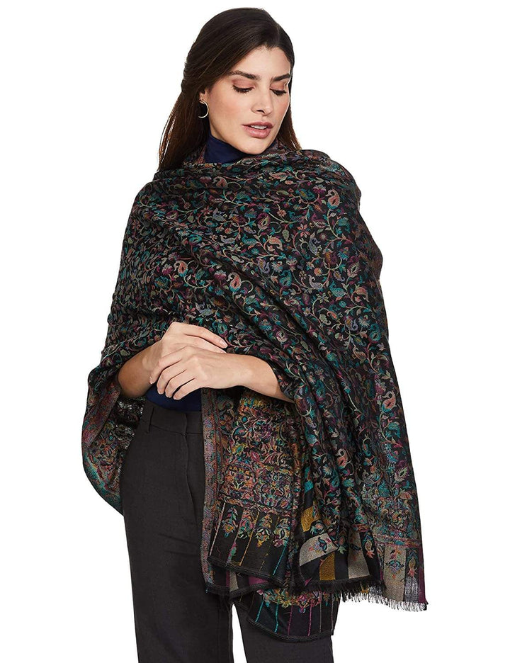 Pashtush India 100x200 Pashtush Womens Fine Wool Kaani Weave Shawl, Soft and Warm