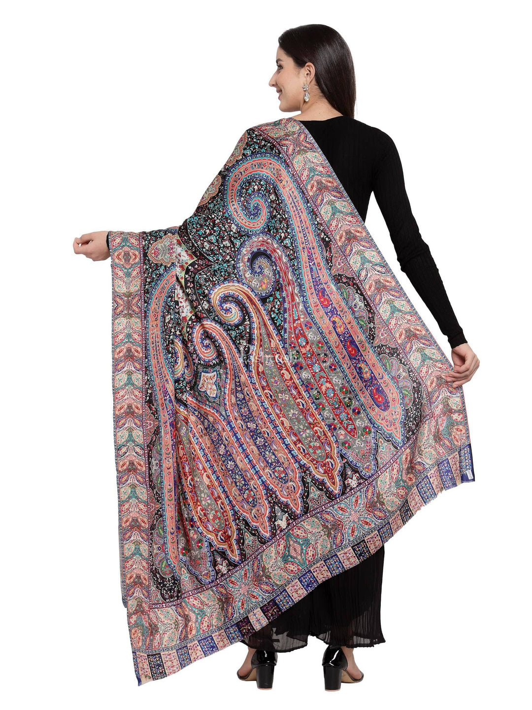 Pashtush India Womens Shawls Pashtush Womens Fine Wool Kalamkari Printed Shawl, Soft And Warm