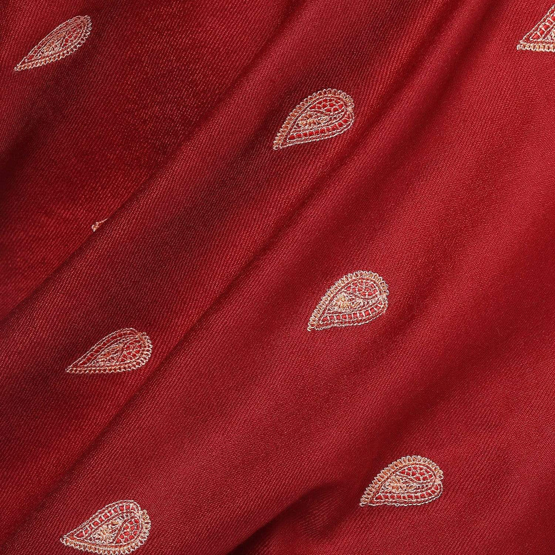 Pashtush India Stole Pashtush Womens Fine Wool Kashmiri Embroidery Stole, Maroon