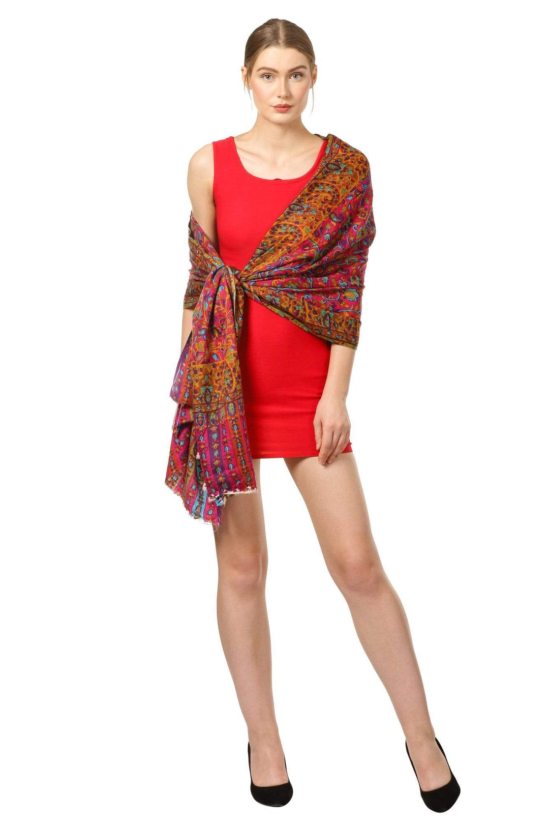 Pashtush Womens Fine Wool  Blended Printed Stole Scarf