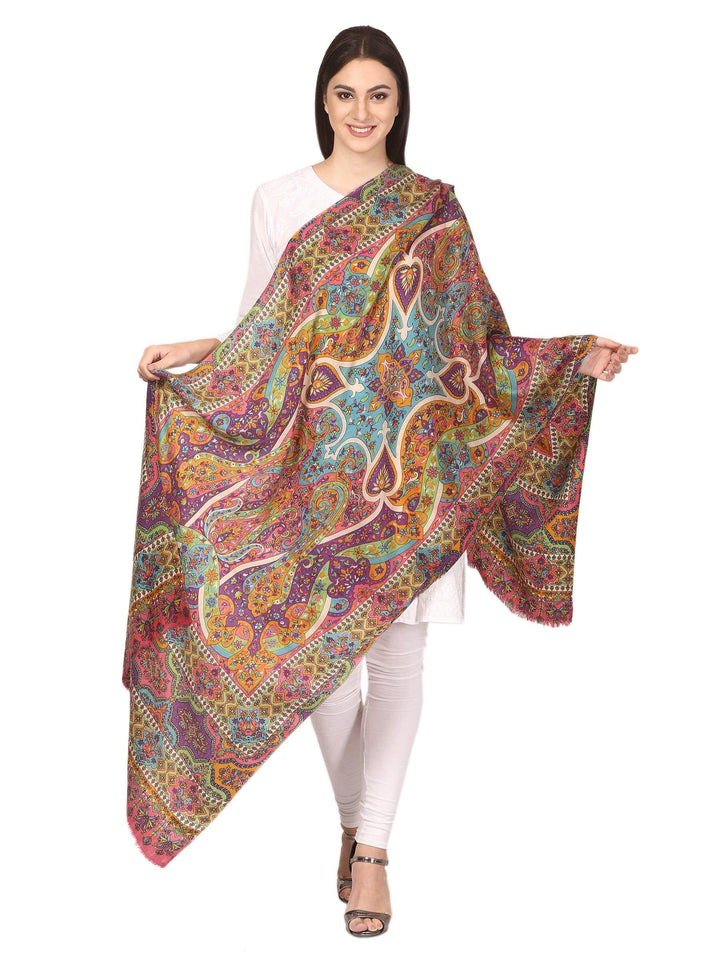 Pashtush India Shawl Pashtush Womens Fine Wool Pashmina Hand Printed Stole Scarf