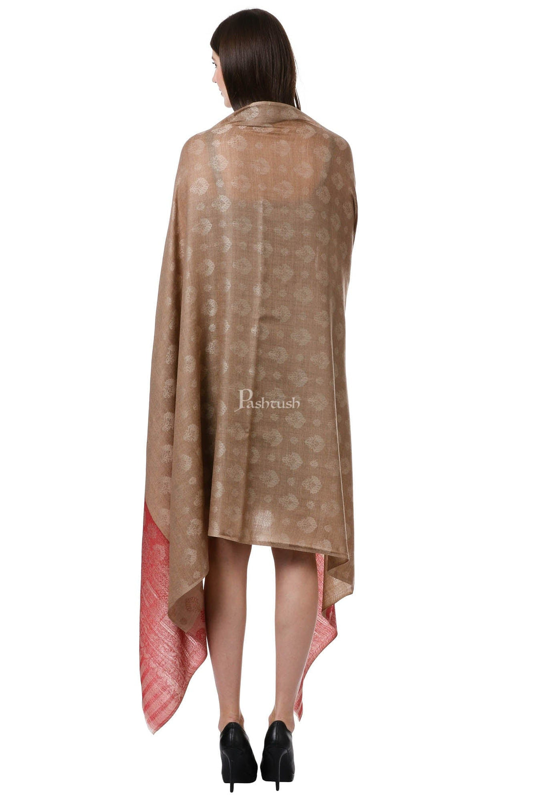 Pashtush India Womens Shawls Pashtush Womens Fine Wool Shawl, Almond