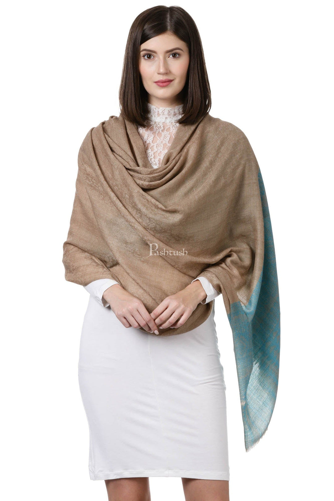 Pashtush India Womens Shawls Pashtush Womens Fine Wool Shawl, Arabian Shore