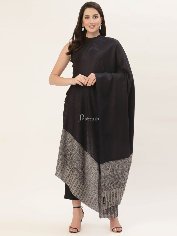 Pashtush India Womens Shawls Pashtush Womens Fine Wool Shawl, Black