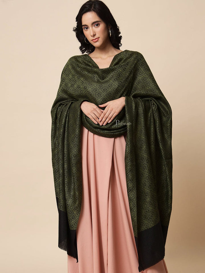 Pashtush India Womens Shawls Pashtush Womens Fine Wool Shawl, Extra Soft and Warm and Light Weight, Emerald Green