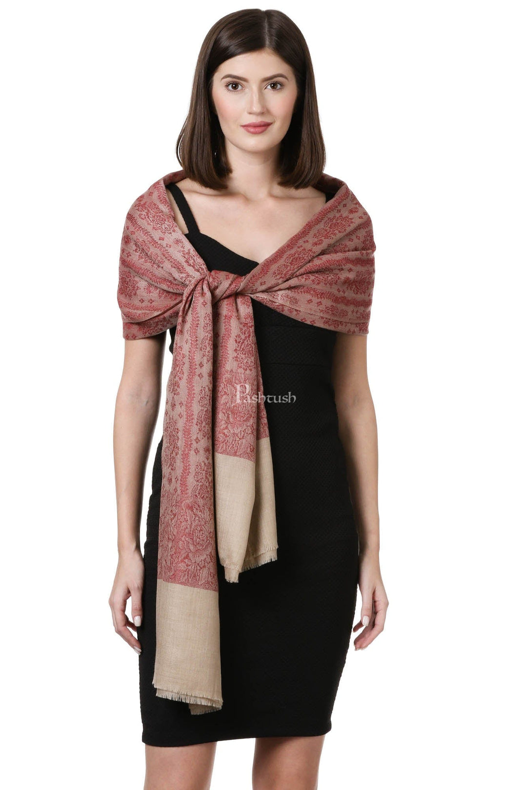 Pashtush India Womens Shawls Pashtush Womens Fine Wool Shawl, Merlot