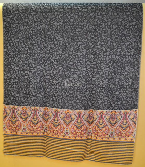 Pashtush India Womens Shawls Pashtush Womens Fine Wool Shawl, Paisley Weave Design , Black