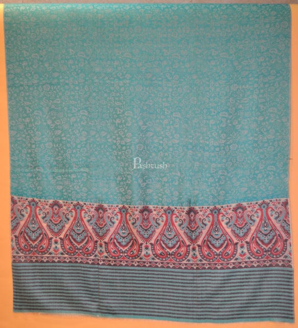 Pashtush India Womens Shawls Pashtush Womens Fine Wool Shawl, Paisley Weave Design , Sea Green