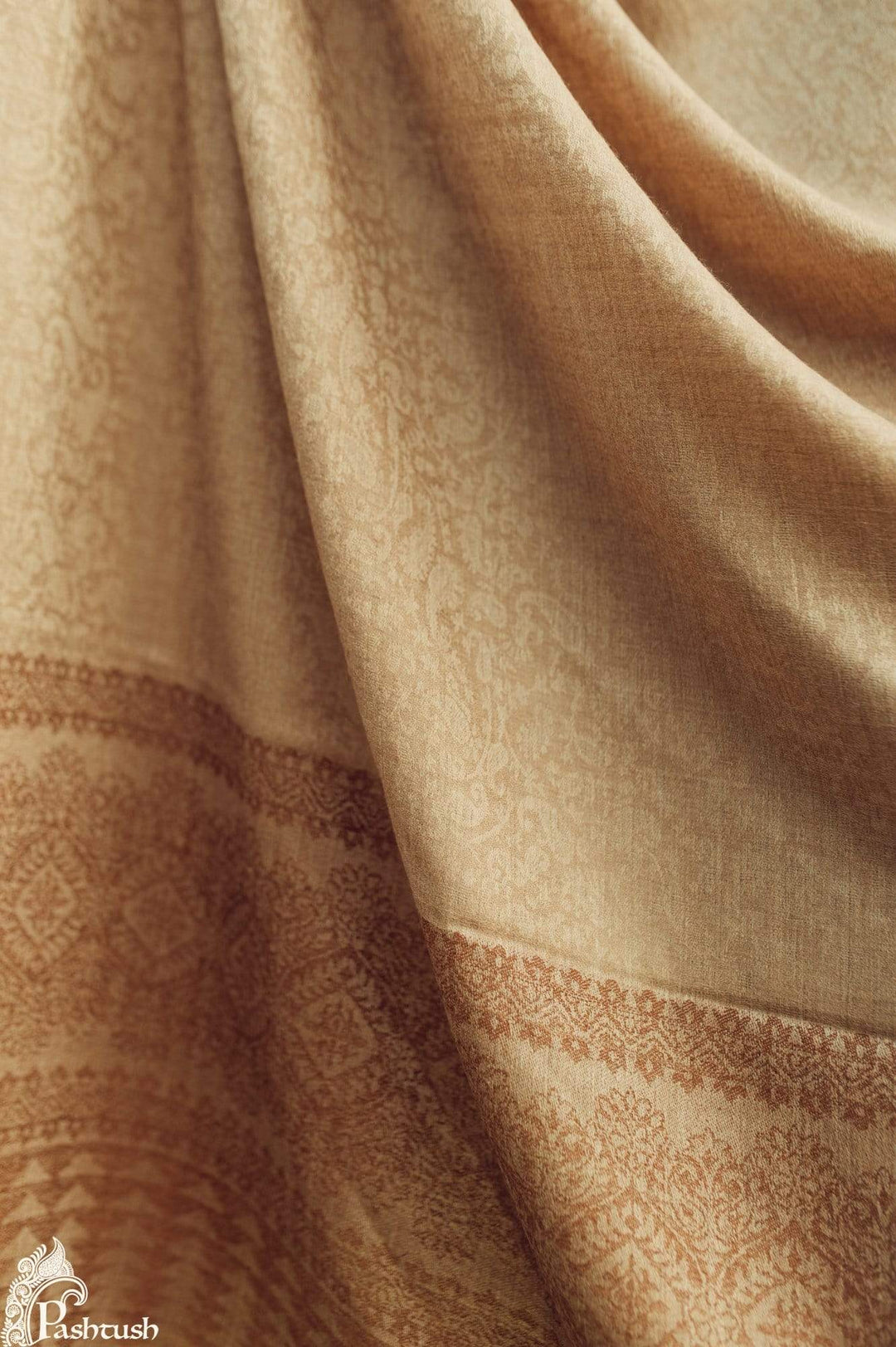 Pashtush Shawl Store Shawl Pashtush Womens Fine Wool Shawl, Sahara beige