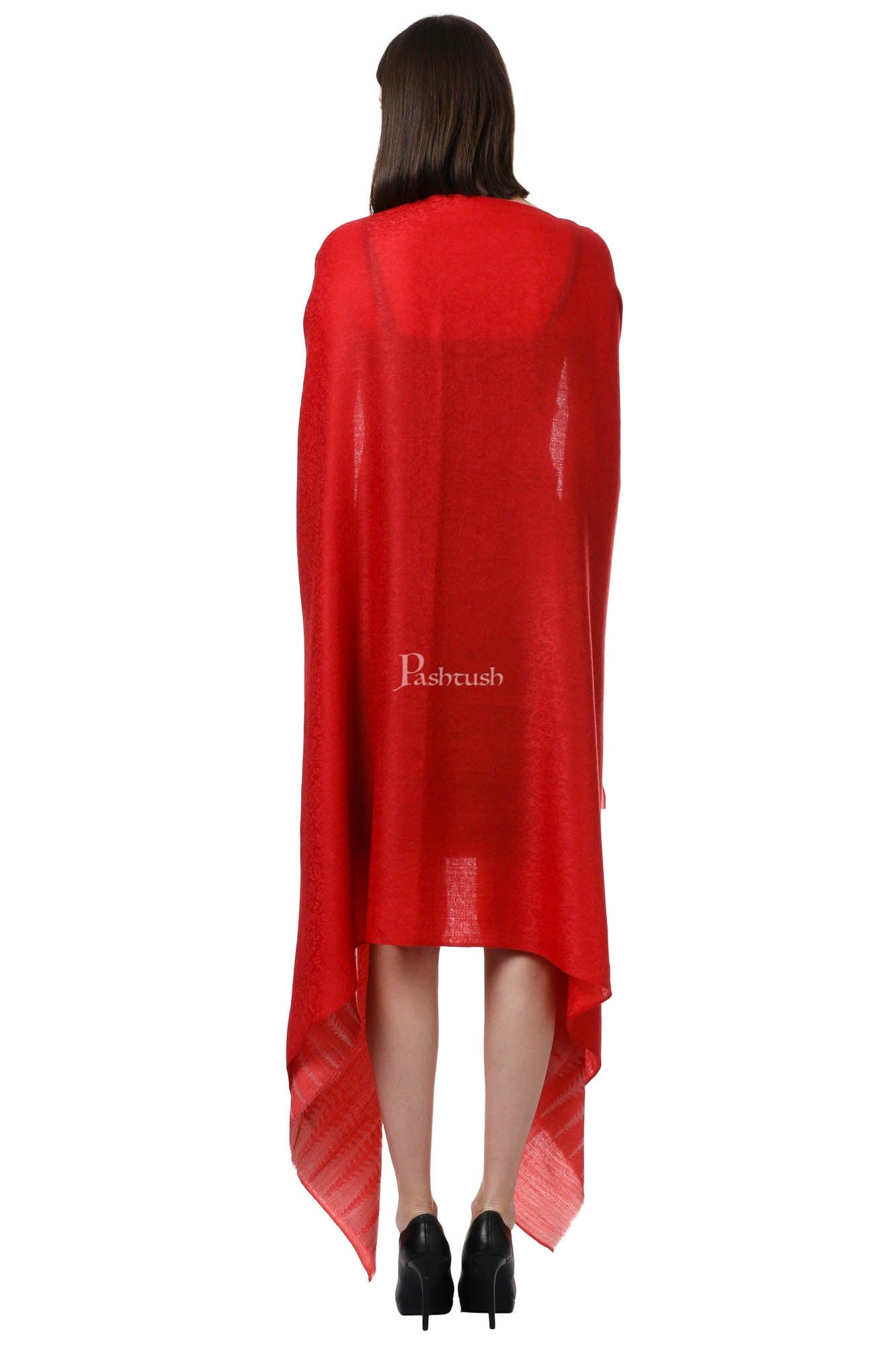 Pashtush India Womens Shawls Pashtush Womens Fine Wool Shawl, Scarlet Red