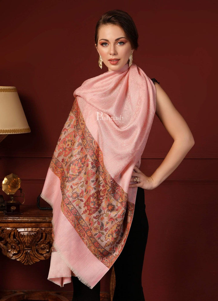 Pashtush India 100x200 Pashtush Womens Fine Wool Shawl, Soft Salmon Pink