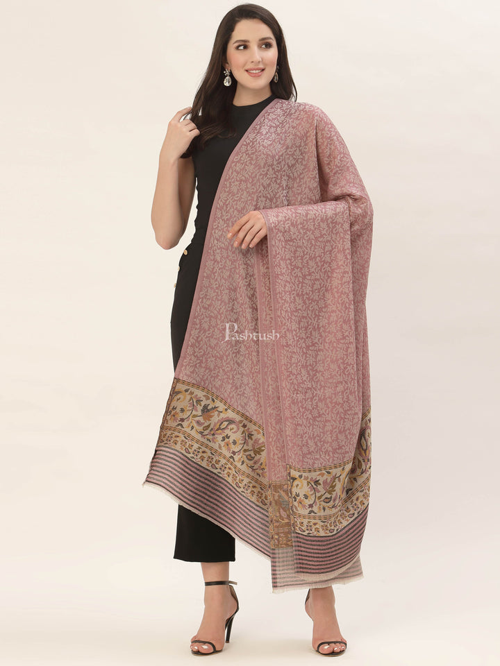 Pashtush India Womens Shawls Pashtush Womens Fine Wool Shawl, With Ethnic Palla Weave