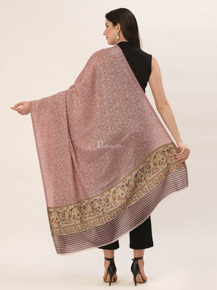 Pashtush India Womens Shawls Pashtush Womens Fine Wool Shawl, With Ethnic Palla Weave