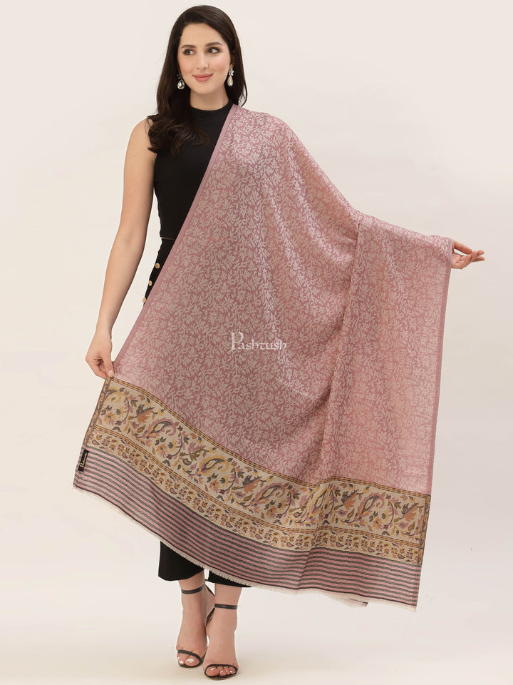 Pashtush India Womens Shawls Pashtush Womens Fine Wool Shawl, With Ethnic Palla Weave