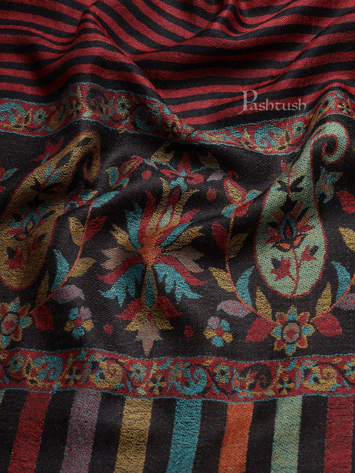 Pashtush India Womens Shawls Pashtush Womens Fine Wool Shawl, With Ethnic Palla Weave, Multicolour