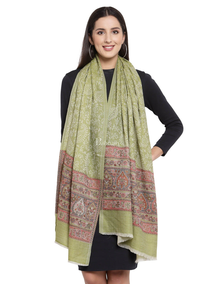 Pashtush India Womens Stoles and Scarves Scarf Pashtush Womens Fine Wool Stole With Palla Weave, Soft, Warm And Light Weight