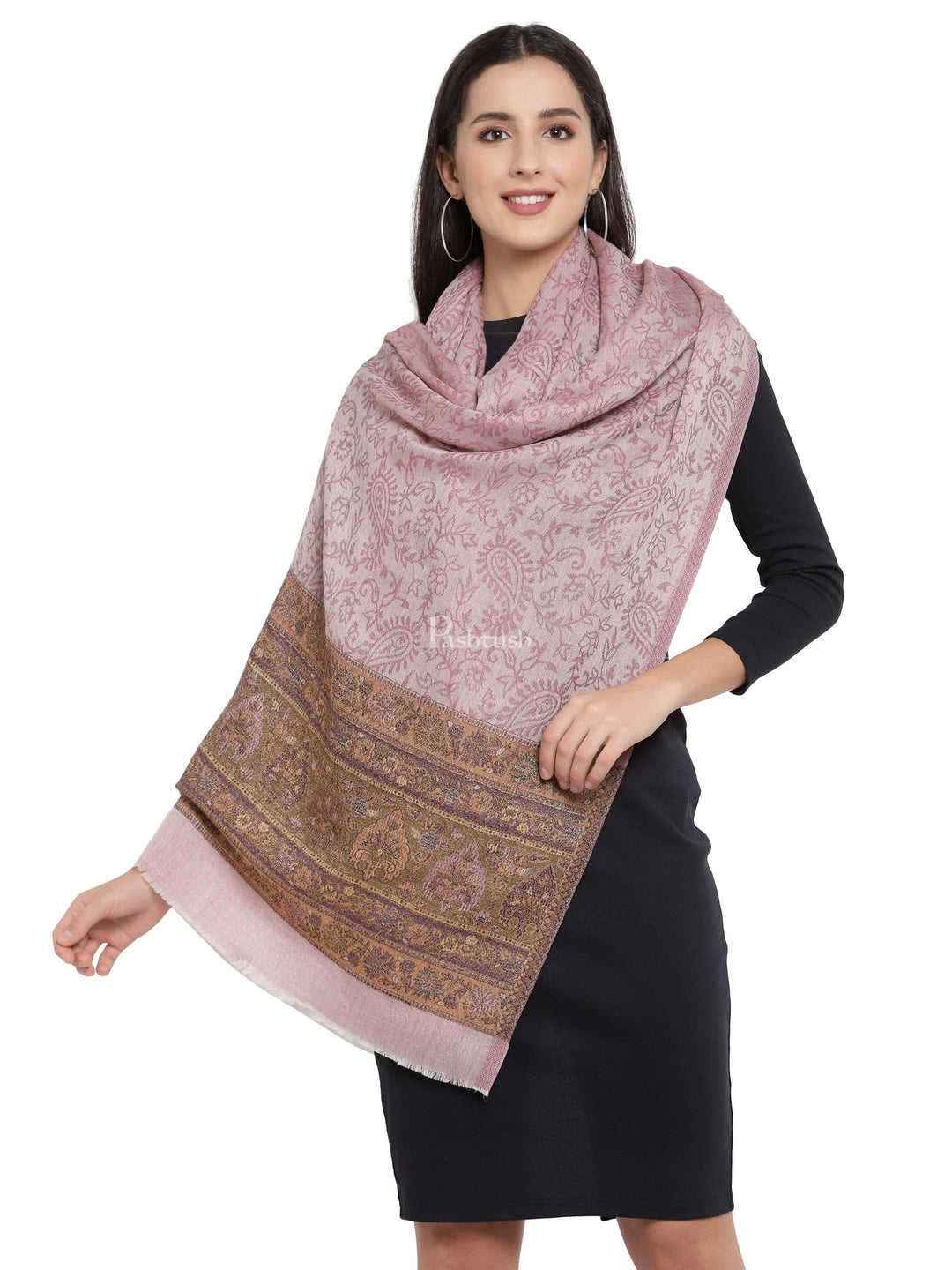 Pashtush India Womens Stoles and Scarves Scarf Pashtush Womens Fine Wool Woven Palla Stole