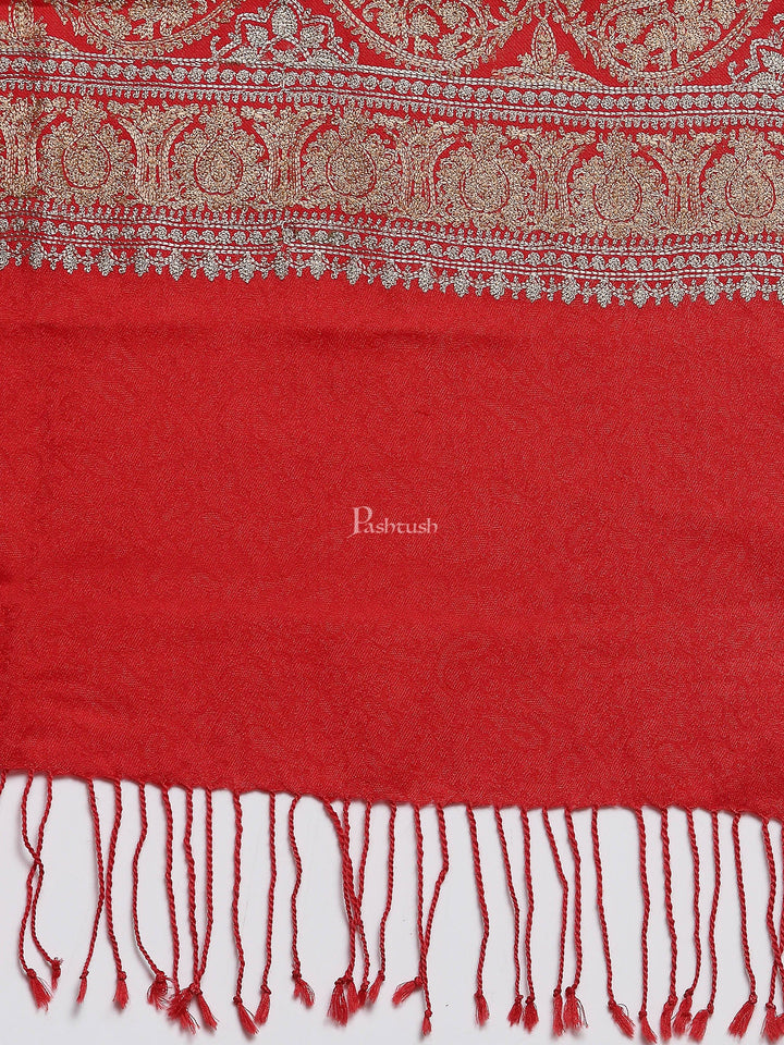 Pashtush India Womens Stoles and Scarves Scarf Pashtush Womens Fine Woollen, Silky Thread Nalki Embroidery Stole