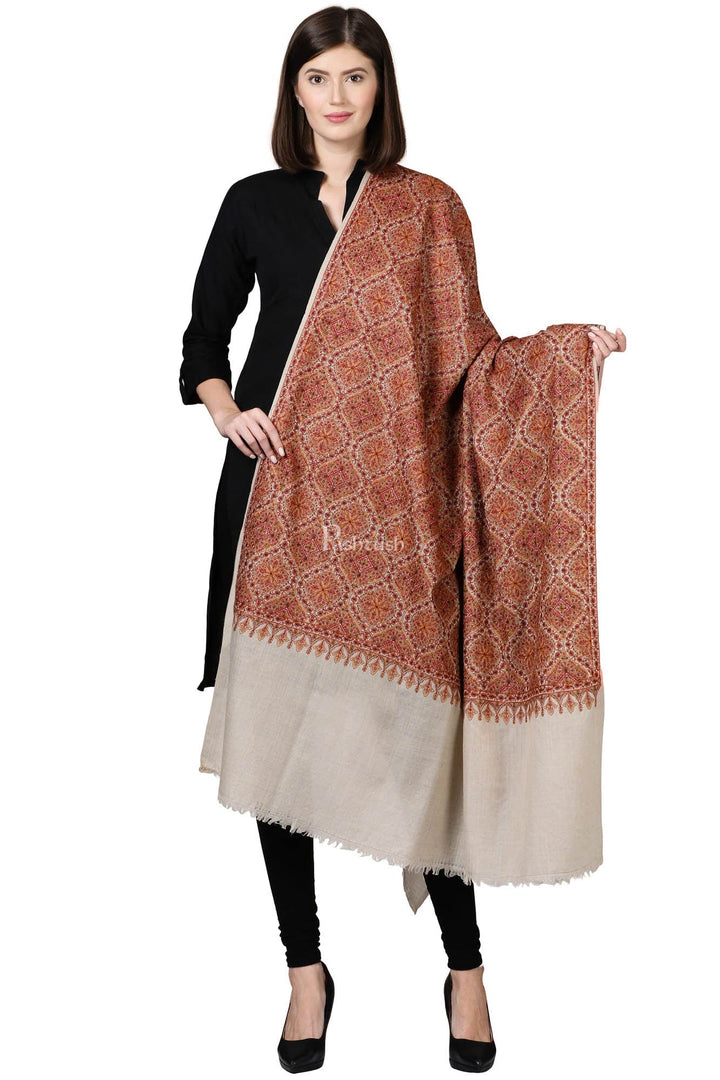 Pashtush India Womens Shawls Pashtush Womens Fineembroidery Shawl With Silk Thread Embroidery