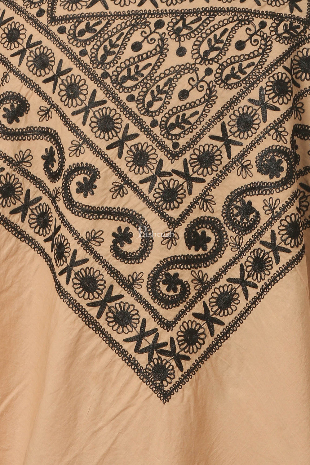 Pashtush India Womens Cape Pashtush Womens Hand Embroidered Kaftan Square Shawl, With Aari Embroidery, Cotton.