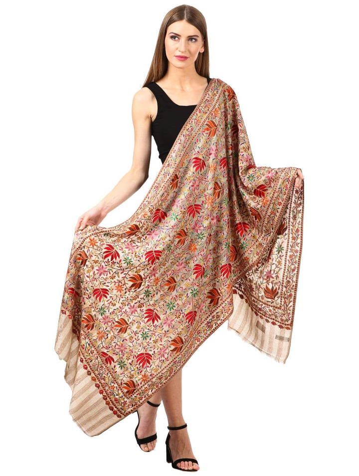 Pashtush Womens Hand Embroidery Nalki Stole, Multicoloured