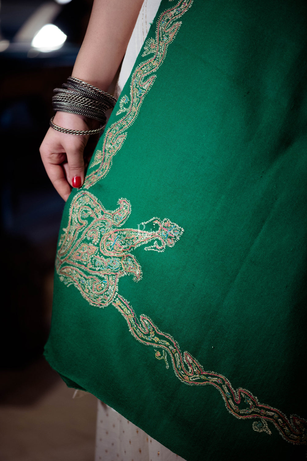 Pashtush India Womens Shawls Pashtush Womens Hand Embroidery Shawl, 100% Pure Wool Shawl