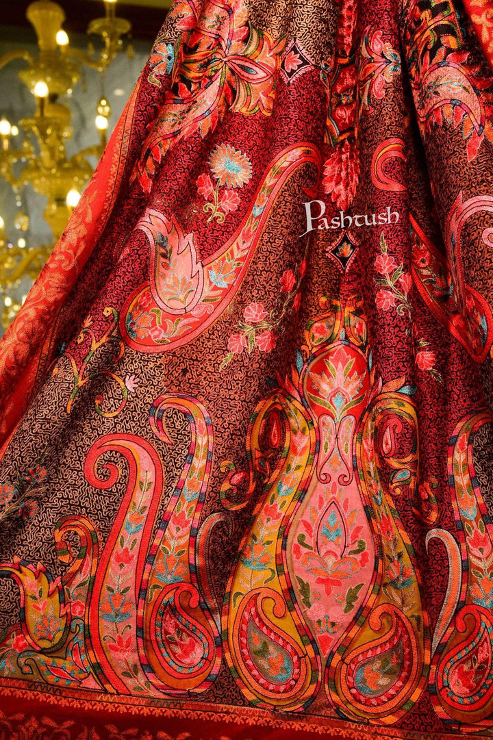 Pashtush Shawl Store Stole Pashtush Womens Handworked, Painted Kalamkari Embroidery Shawl