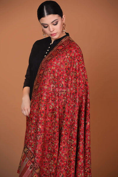 Pashtush India 100x200 Pashtush Womens Kaani Shawl, Faux Pashmina, Soft and Warm, Crimson