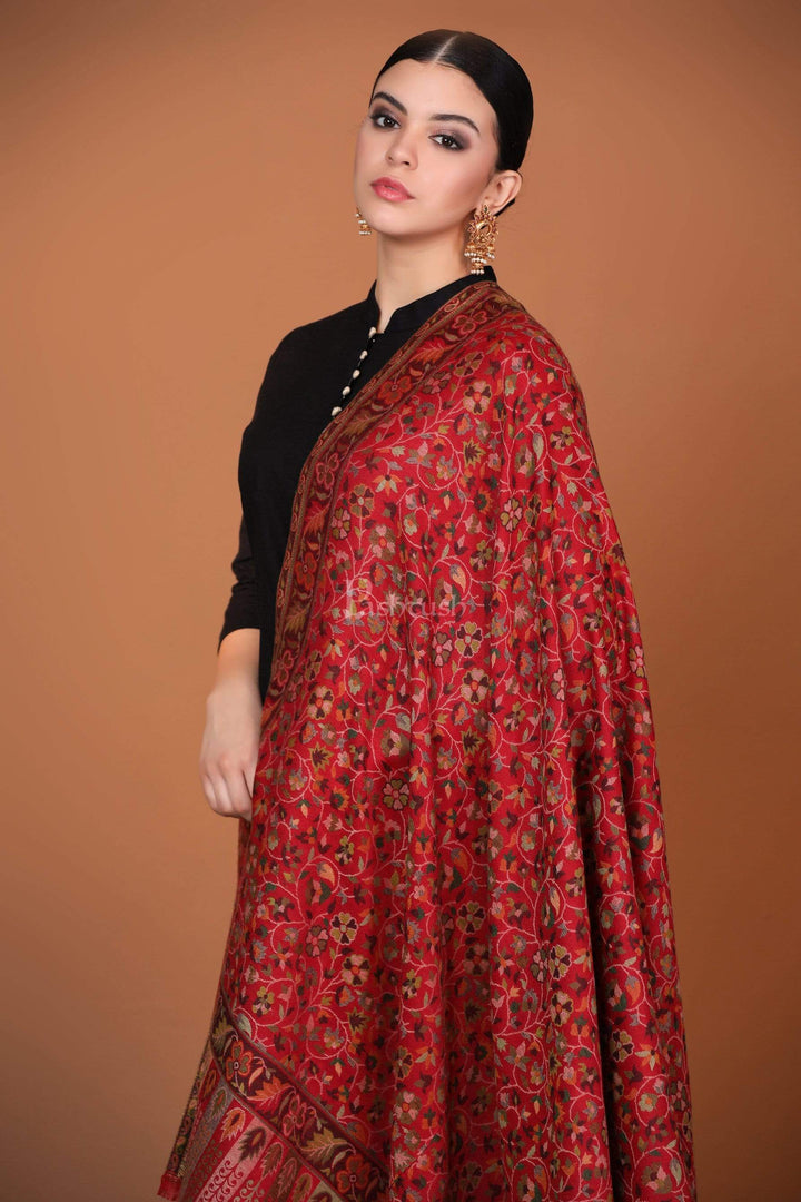 Pashtush India 100x200 Pashtush Womens Kaani Shawl, Faux Pashmina, Soft and Warm, Crimson