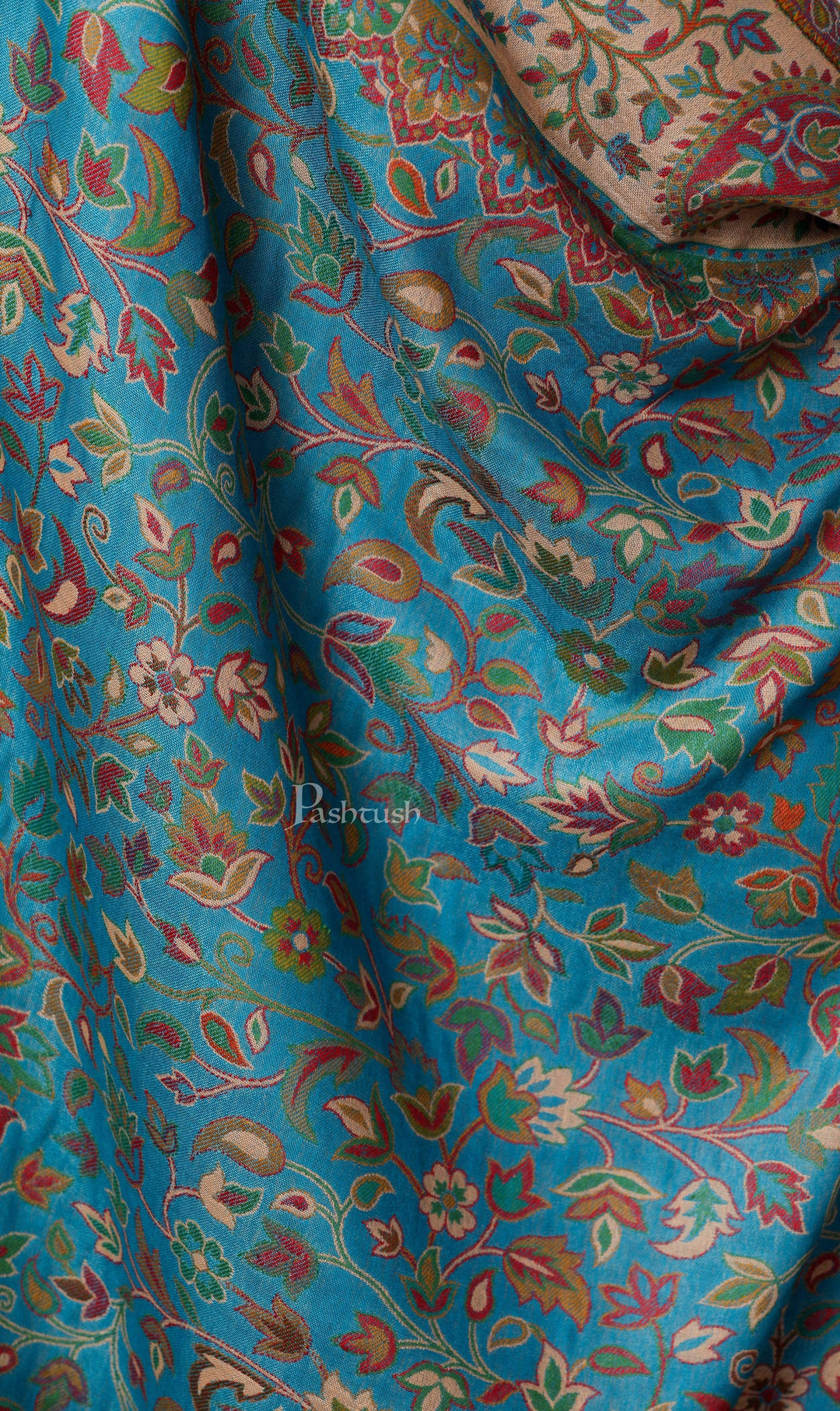 Pashtush India 100x200 Pashtush Womens Kaani Shawl, Faux Pashmina, Soft and Warm, paradise blue