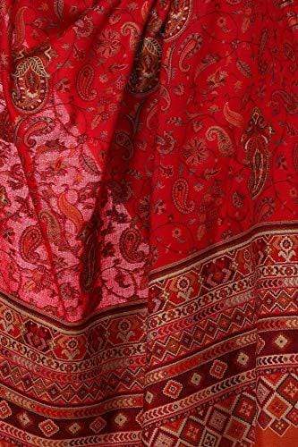 Pashtush Womens Ethnic Shawl, Faux Pashmina, Jacquard Design With Woven Paisleys, Soft And Warm - (Bridal Red)