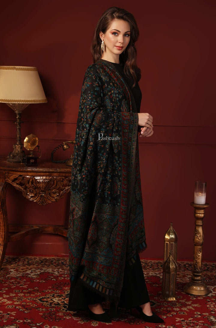 Pashtush India 100x200 Pashtush Womens Kaani Shawl, Multi-Colored Weave, Pure Wool, Woolmark Certificate