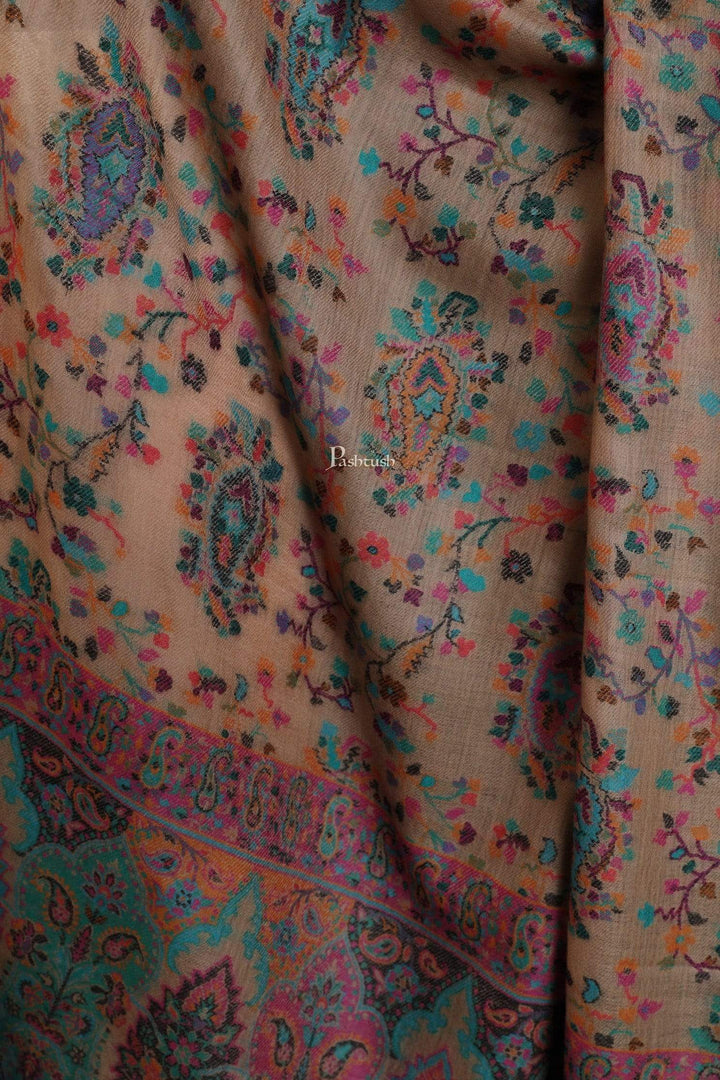 Pashtush India 100x200 Pashtush Womens Kaani Shawl, Pastel Coloured Weave, Pure Wool, Woolmark Certificate