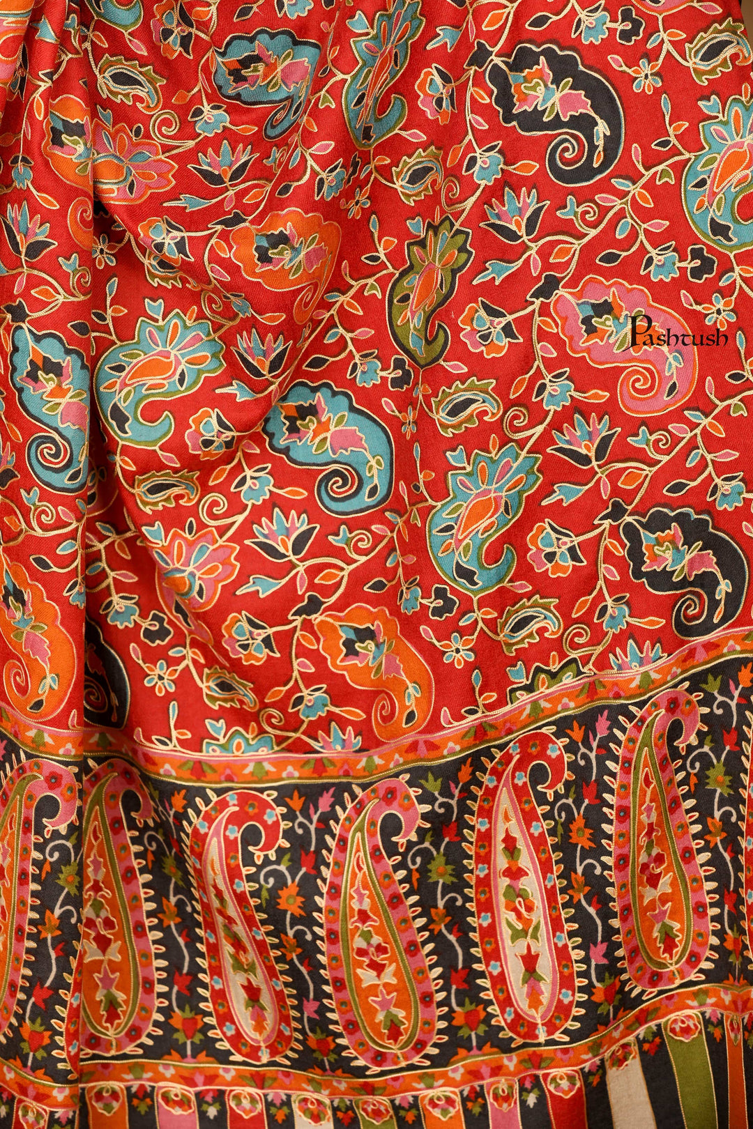 Pashtush Store Shawl Pashtush Womens Kalamkari Outline Embroidery Shawl, Multicoloured