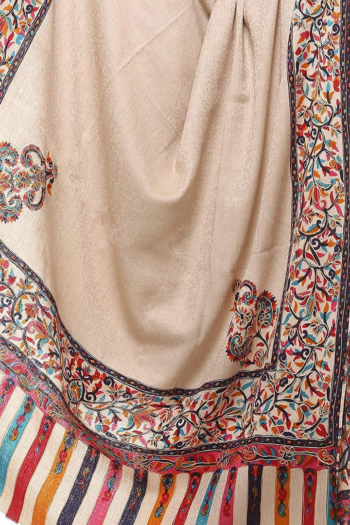 Pashtush India 114x228 Pashtush womens Kalamkari Outline Embroidery Shawl, Multicoloured