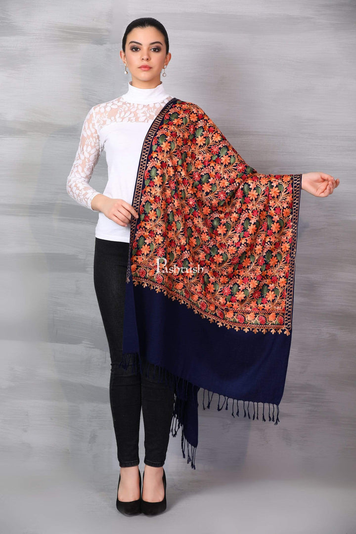 Pashtush Store Stole Pashtush Womens Kashmiri Aari Embroidery Stole, Soft and Warm