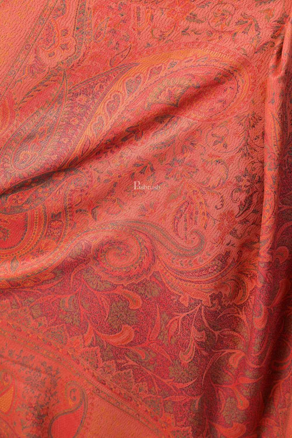 Pashtush India 100x200 Pashtush Womens Kashmiri Design Jamawar Shawl, Soft and Warm, Peach