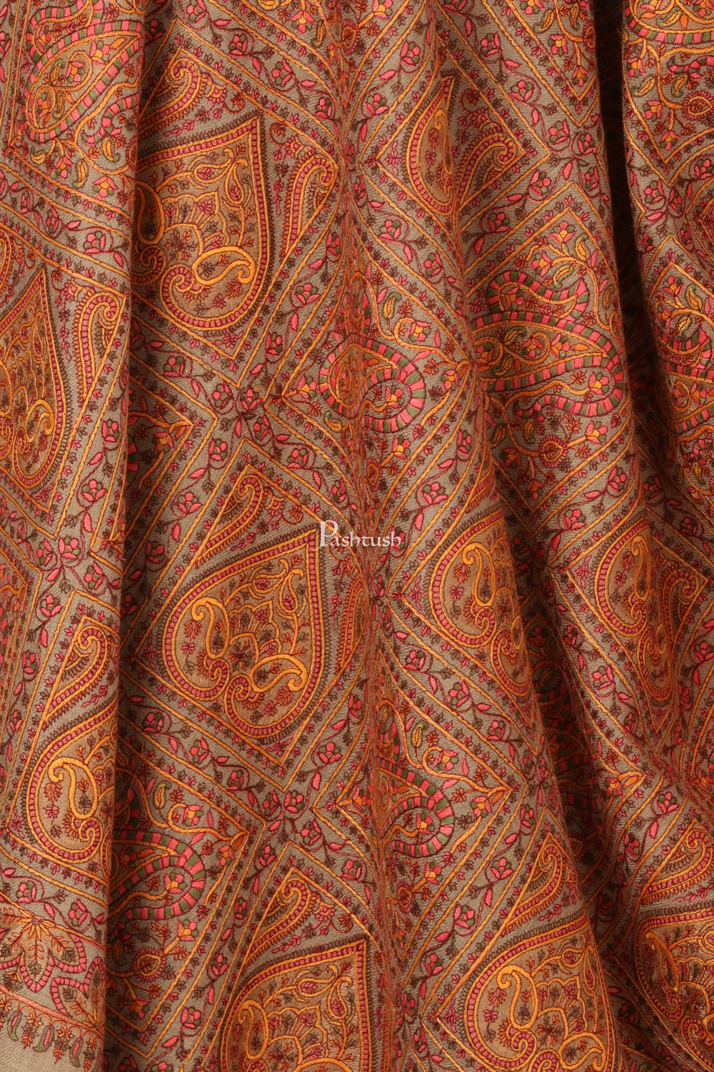 Pashtush India 100x200 Pashtush Womens Kashmiri Embroidery Jaal Jamawar Shawl, Intricate Heritage Collection