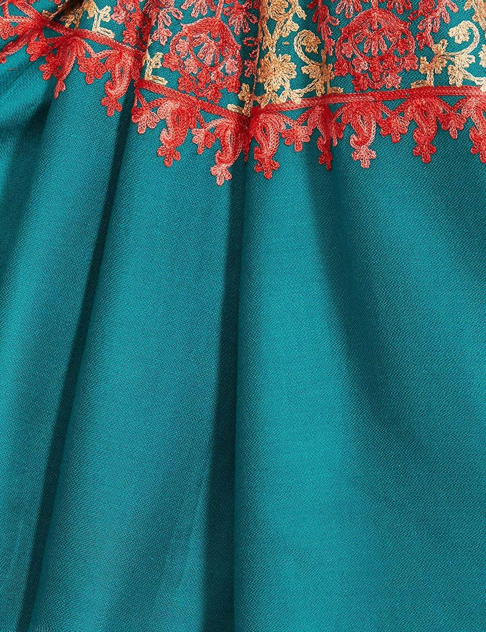 Pashtush India 100x200 Pashtush Womens Kashmiri Embroidery Shawl, Aari Embroidery, Arabic Blue